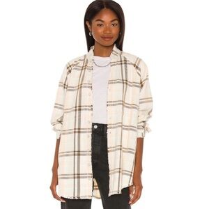 Free People We The Free Summer Daydream Ivory Combo Button Down Shirt Sz XS NWT